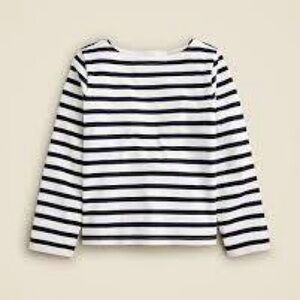 J Crew Women’s Classic Mariner Cotton Boatneck Navy and White Striped Tee Top M